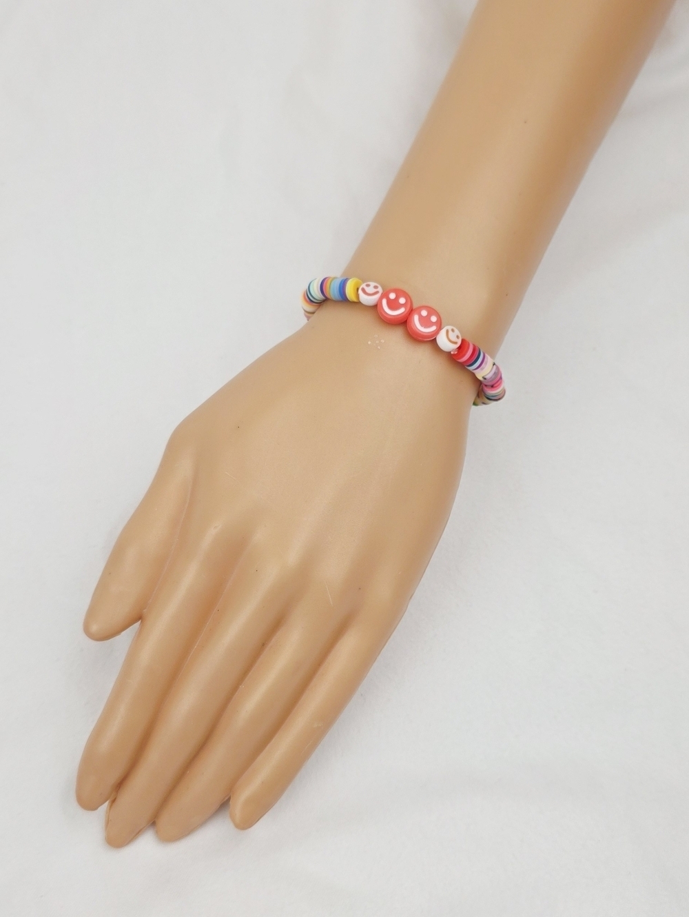Handmade Clay Bead Multi Color Smiley Face Bracelet